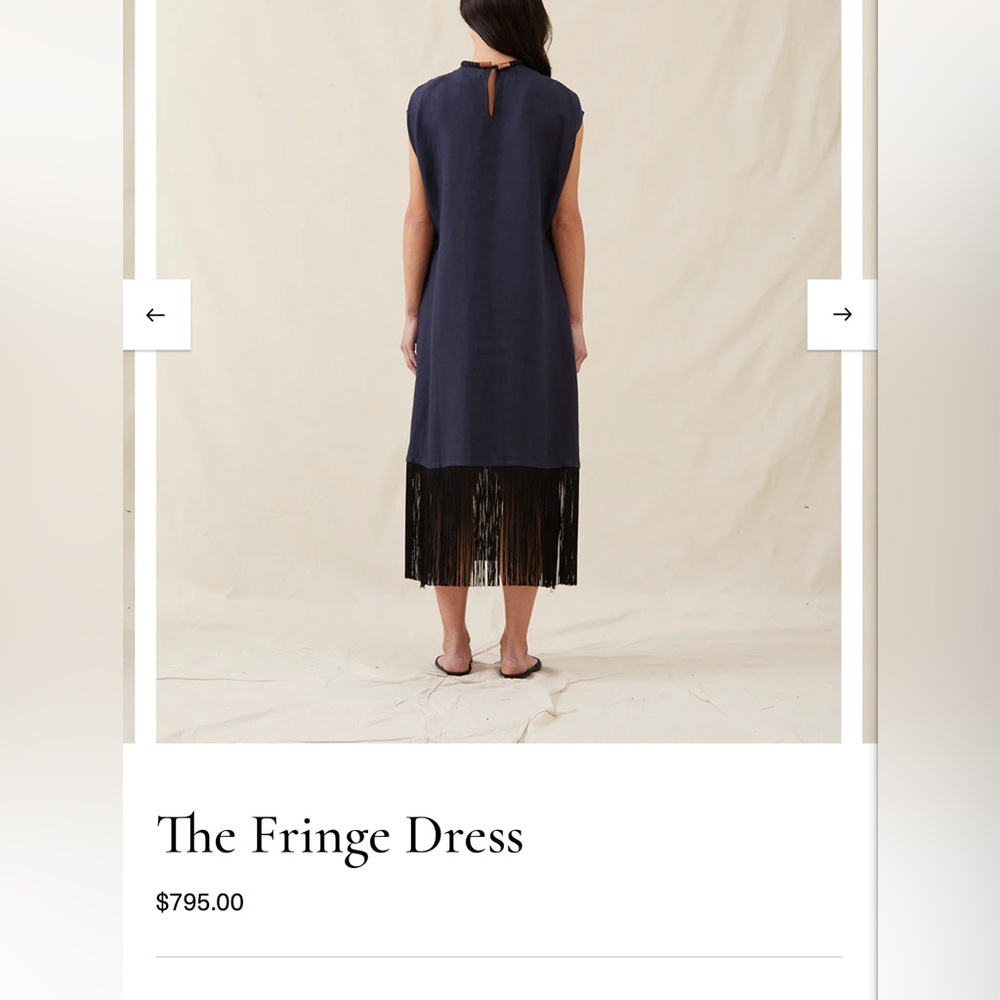 Attersee Fringe Dress Nazy/Black | Sz 3 (L) | Good Condition w/ 2 signs of wear - Picture 14 of 15